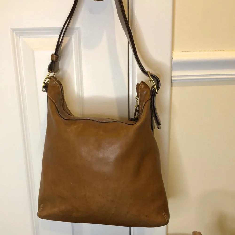 COACH Bleeker Legacy Signature Saddle Brown Leather Slim Duffle Crossbody Bag - Picture 3 of 15
